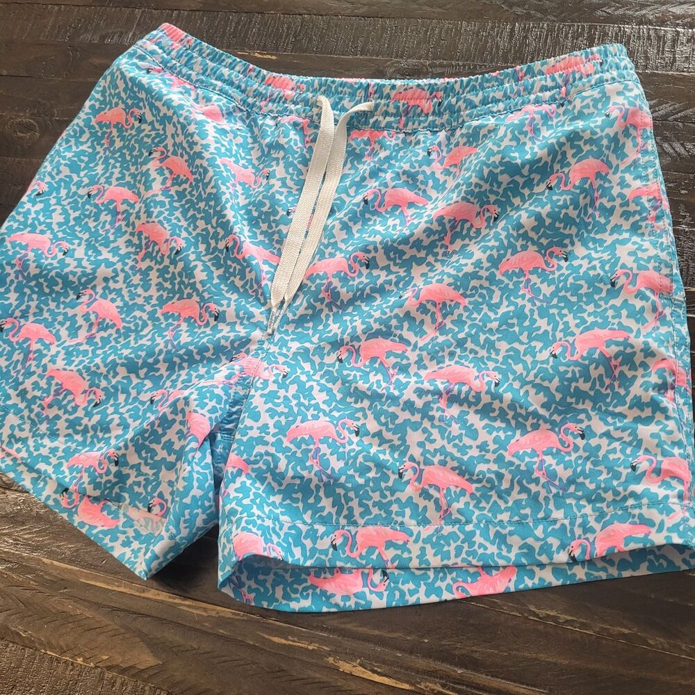 Chubbies Big Boys Mingos Swim Trunks Size Large Pink Flamingo Print